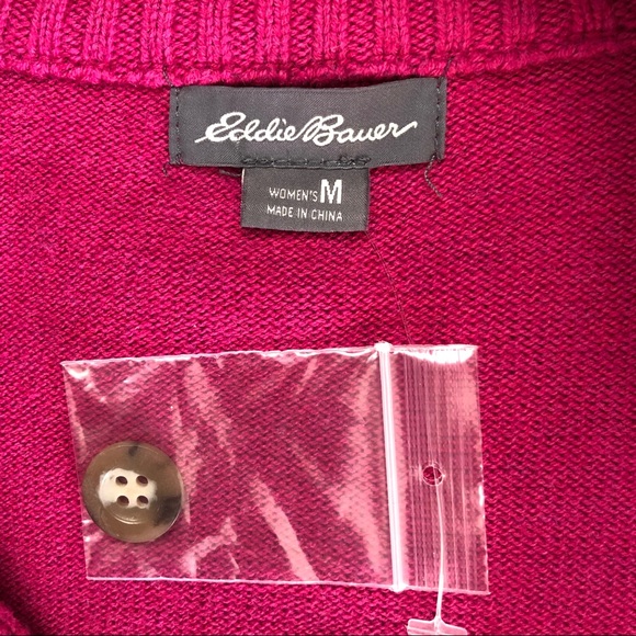 Eddie Bauer New Gray & Pink half Button Front Mock Neck Sweater - Picture 5 of 8